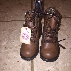 Brown girls combat boots